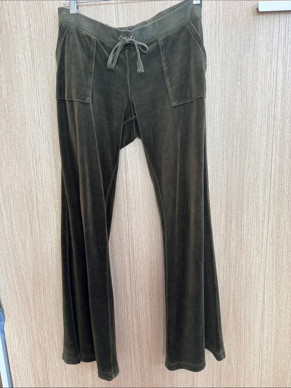 Juicy Couture Olive Green Velour Drawstring Lounge Pants bootcut